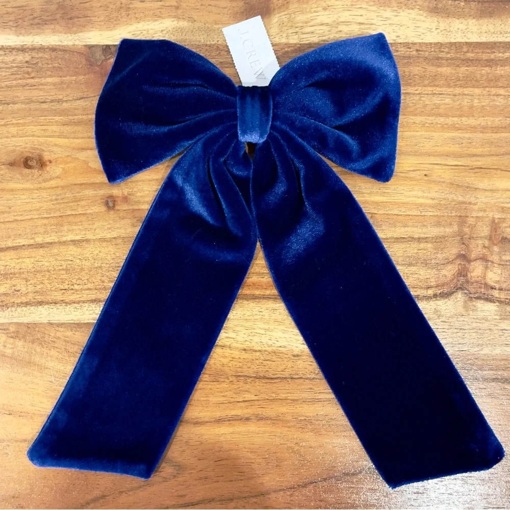 J.Crew Royal Blue Velvet Hair Bow Barrette Coquette Aesthetic NWT